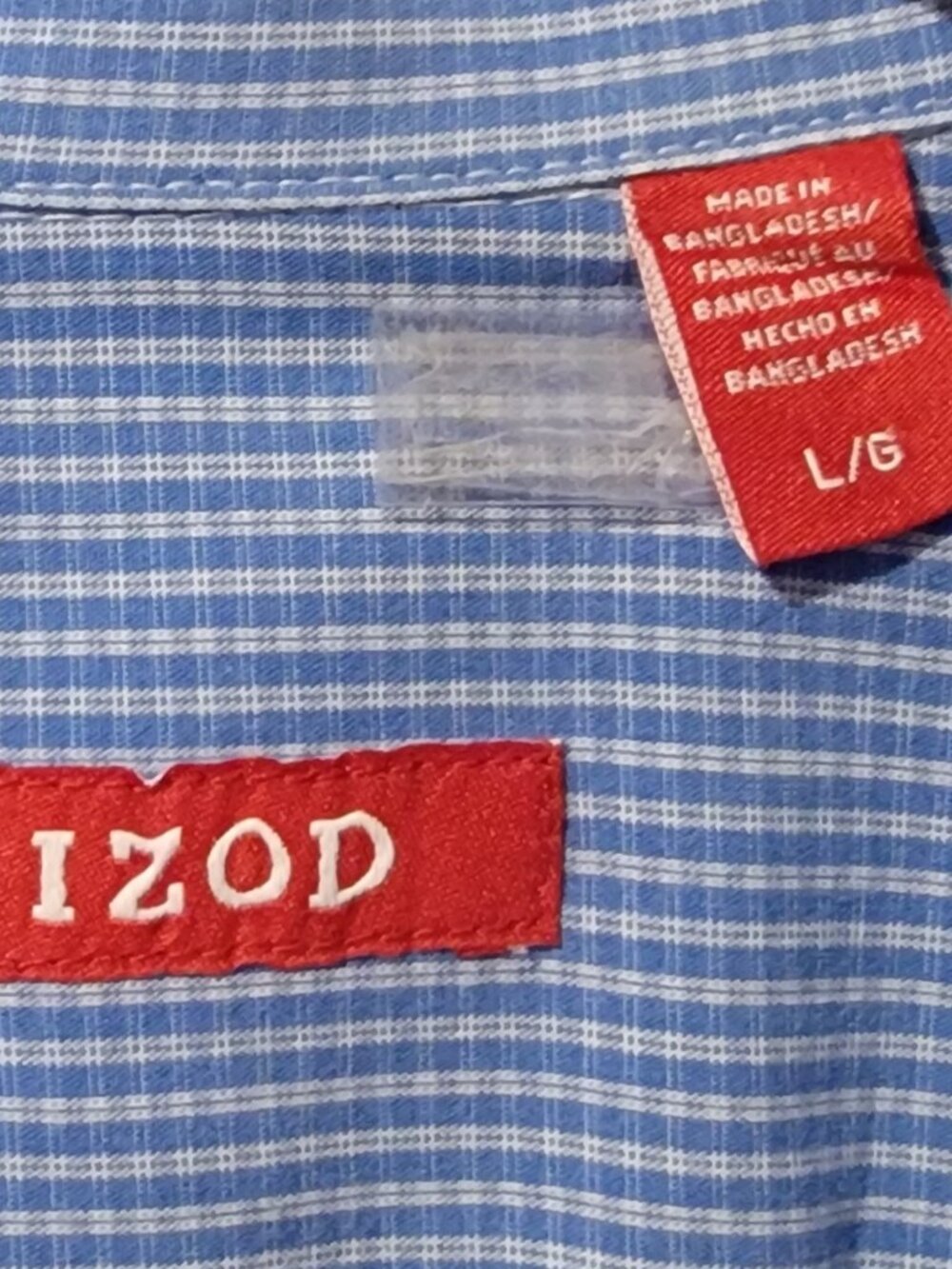 IZOD Blue-Checked Long-Sleeve Button-Down Shirt - Large - Picture 2 of 5